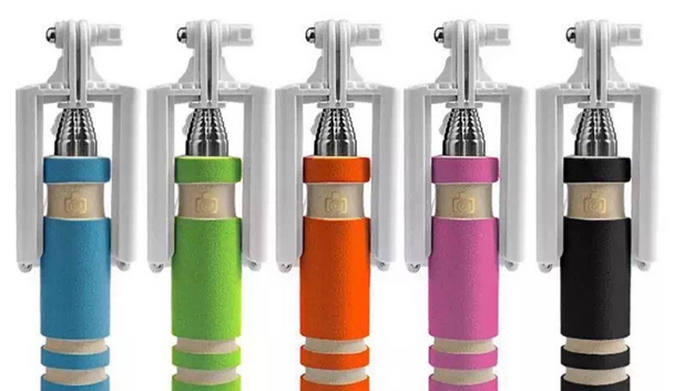 ไม้เซลฟี่พร้อมปุ่มกดถ่ายในตัวขนาดพกพา สีส้ม