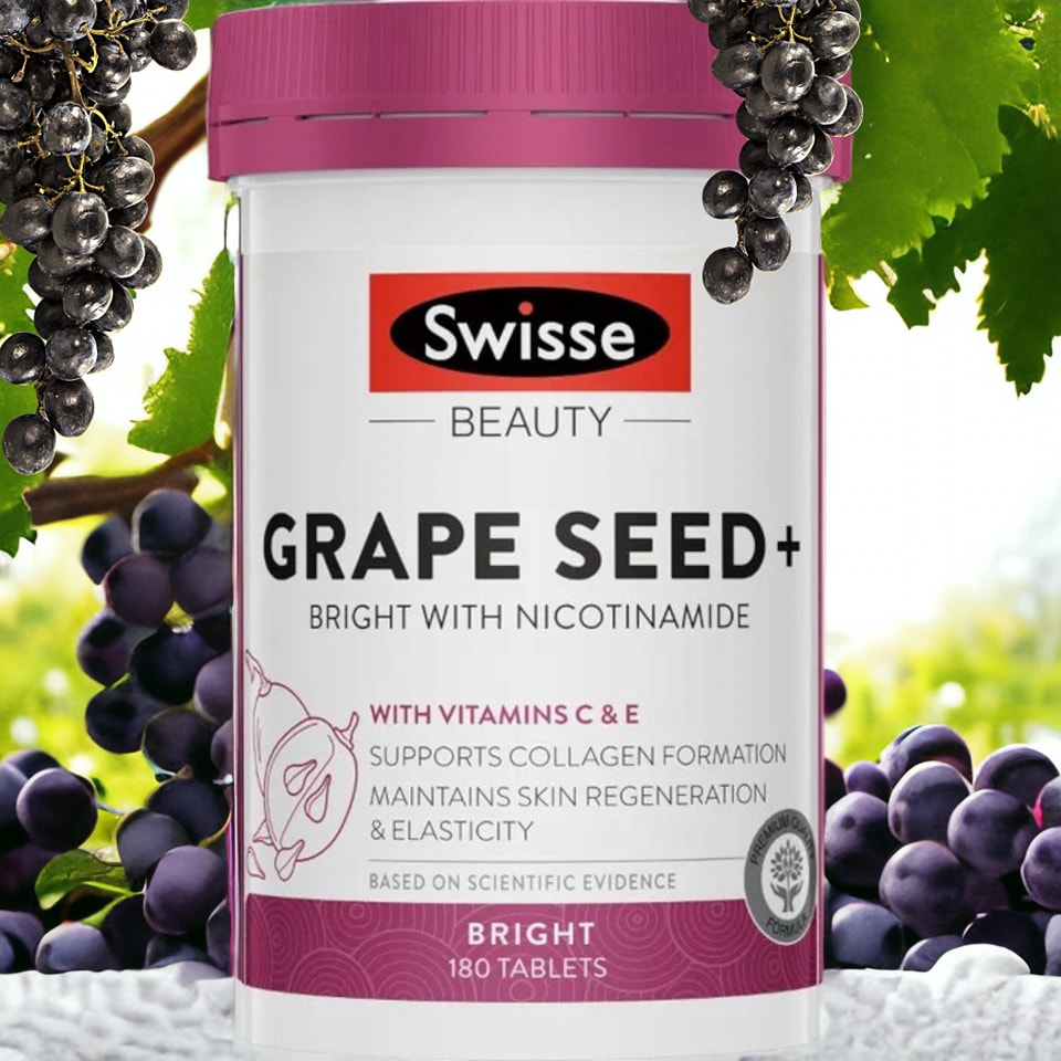 Swisse grap seed + Bright ผสม Nicotinamide บรรจะ 180 ออสเตรเลีย