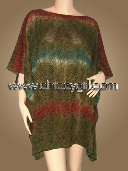 เสื้อแขนค้างคาวไปงาน ลายใบไผ่ สีเขียว earth tone สามารถพรางรูปร่างได้ดี ผ้าเนื้อดีใส่สบายมากๆ แบบเรียบหรู