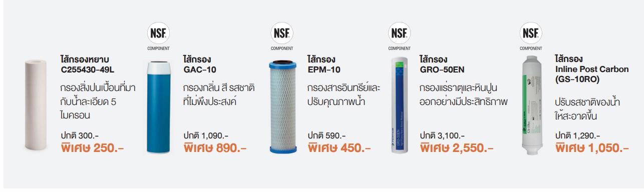 ทั้งชุด5ชิ้นไส้เครื่องกรองน้ำ Pentair รุ่น GRO-50 System