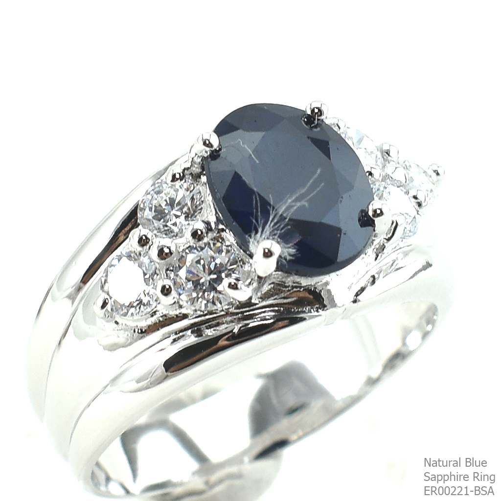SKJewelryFactory แหวนเงินไพลินแท้ พลอยไพลิน 2.25 กะรัต ER00221-BSA