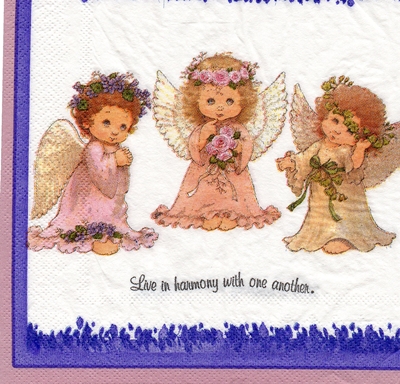 แนวภาพ Angel Harmony เหล่านางฟ้าภือดอกไม้ เป็นภาพแนวยาว กระดาษแนพกิ้นสำหรับทำงาน เดคูพาจ Decoupage Paper Napkins ขนาด 33X33cm