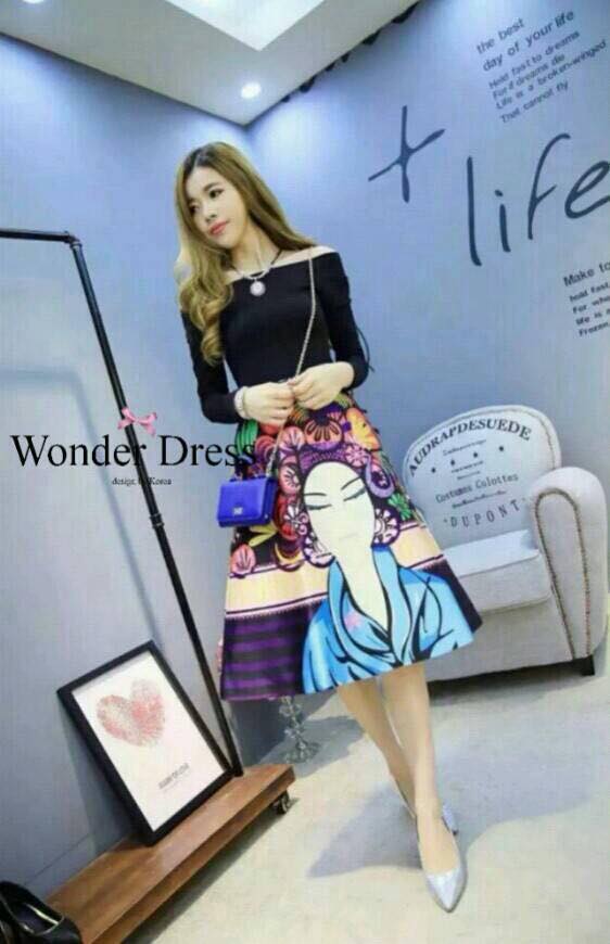 พร้อมส่ง เสื้อแขนยาวปาดไหล่สีดำ
