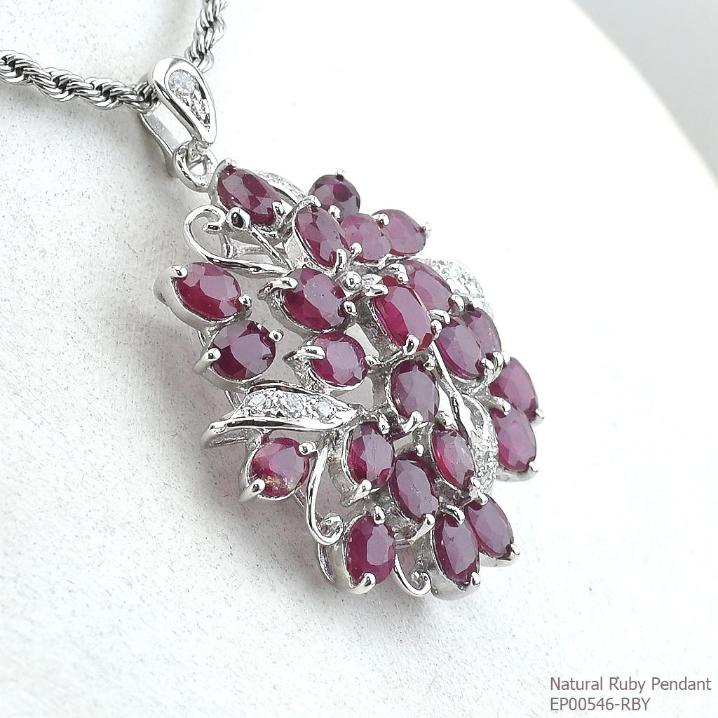 SKJewelryFactory EP00546-RBY จีพลอยทับทิมแท้และเพชร จี้เงินแท้ พลอยทับทิมแท้ สวยงามดูไฮโซมาก