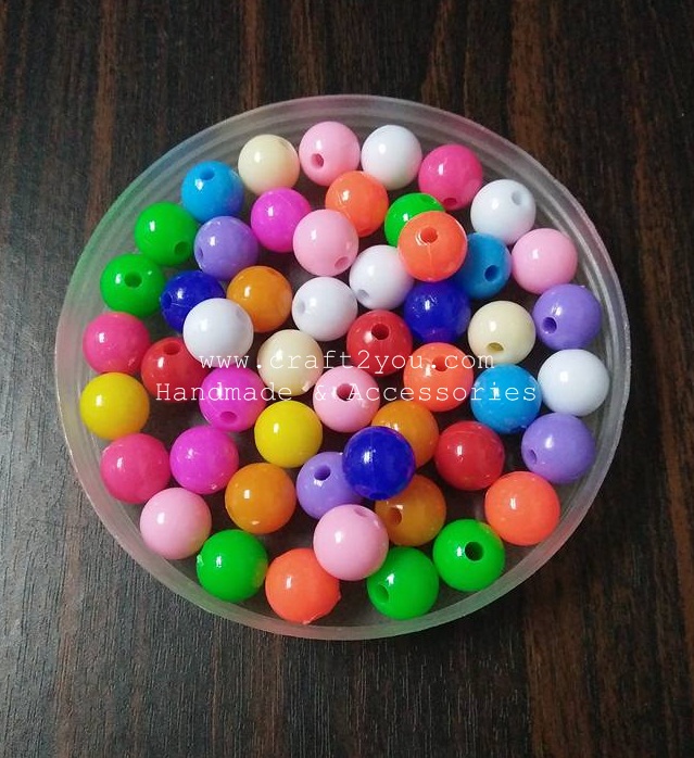 ลูกปัด 10 มิล. คละสี (แพค 100 เม็ด)