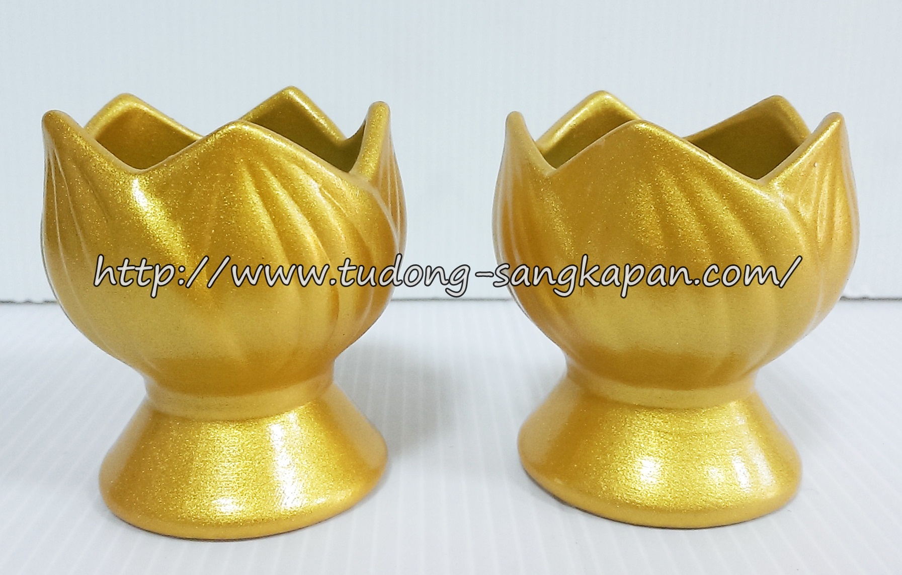 เชิงเทียนบัว เซรามิคสีทอง