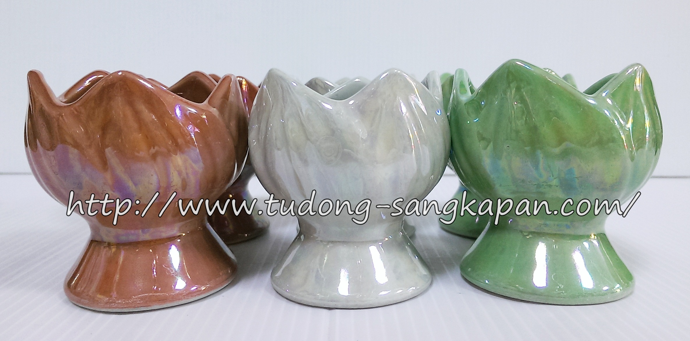 เชิงเทียนบัว เซรามิคเคลือบมุก