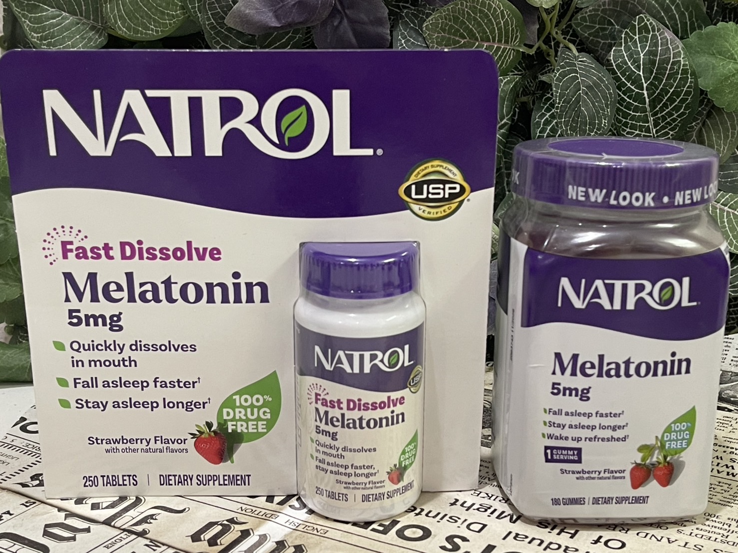 Natrol Melatonin Sleep Extra Strength 5mg. (250เม็ด) - Strawberry Flavor