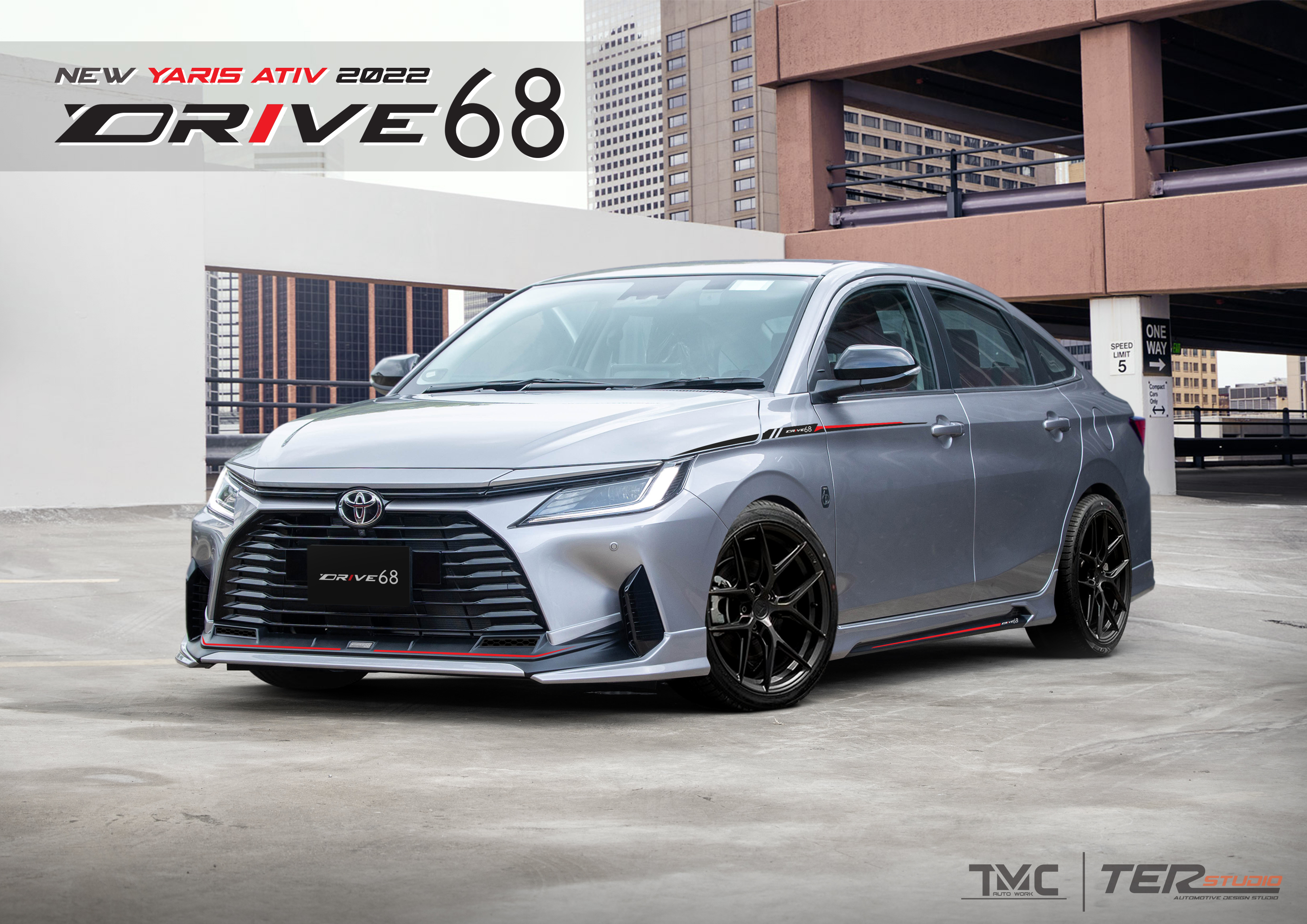 ชุดแต่ง Drive68 สเกิร์ตรอบคัน+สปอยเลอร์แนบ 5 ชิ้น ( ท่อ )