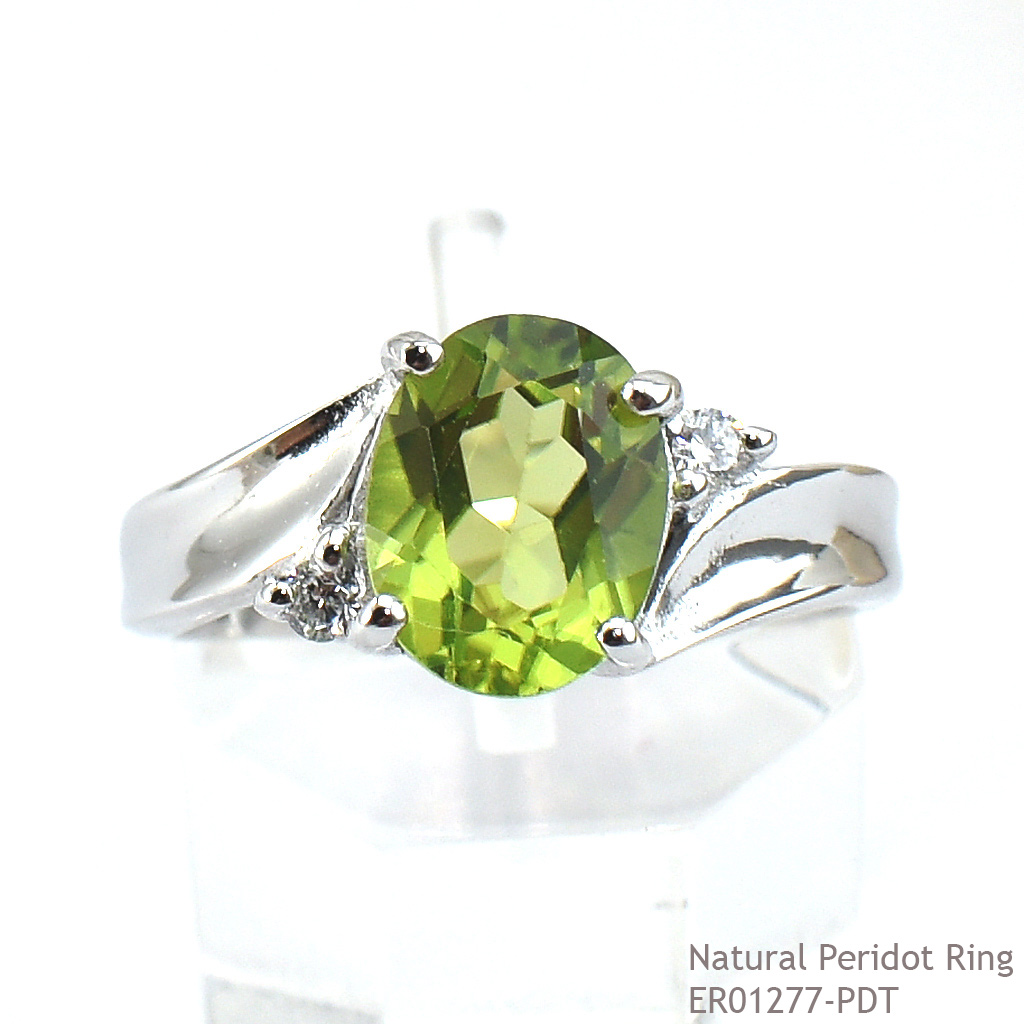 SKJewelryfactory แหวนเงินแท้ 92.5% ฝังพลอยเพอริดอทแท้ สไตล์น่ารัก ER01277-PDT