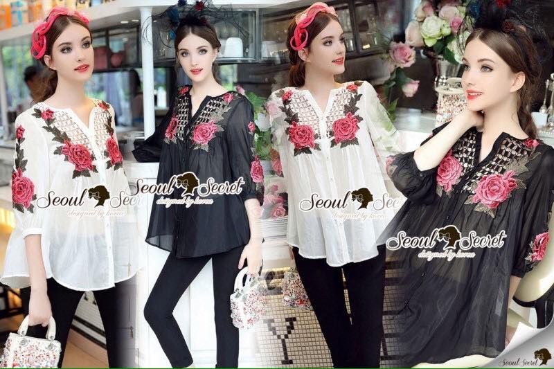 พร้อมส่ง ดอกกุหลาบปักประดับเป็นดอกๆ เป็นช่อๆ