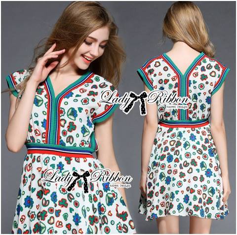 พร้อมส่ง Viscose Dress เดรสผ้าวิสโคสพิมพ์ลายดอกไม้