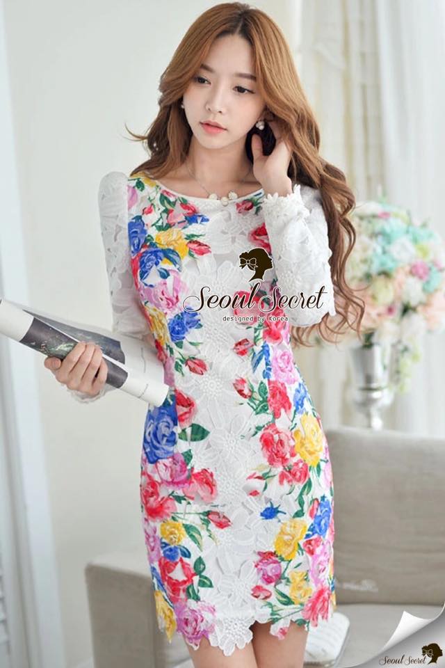 พร้อมส่ง เนื้อด้ายทอเป็นลายดอกไม้