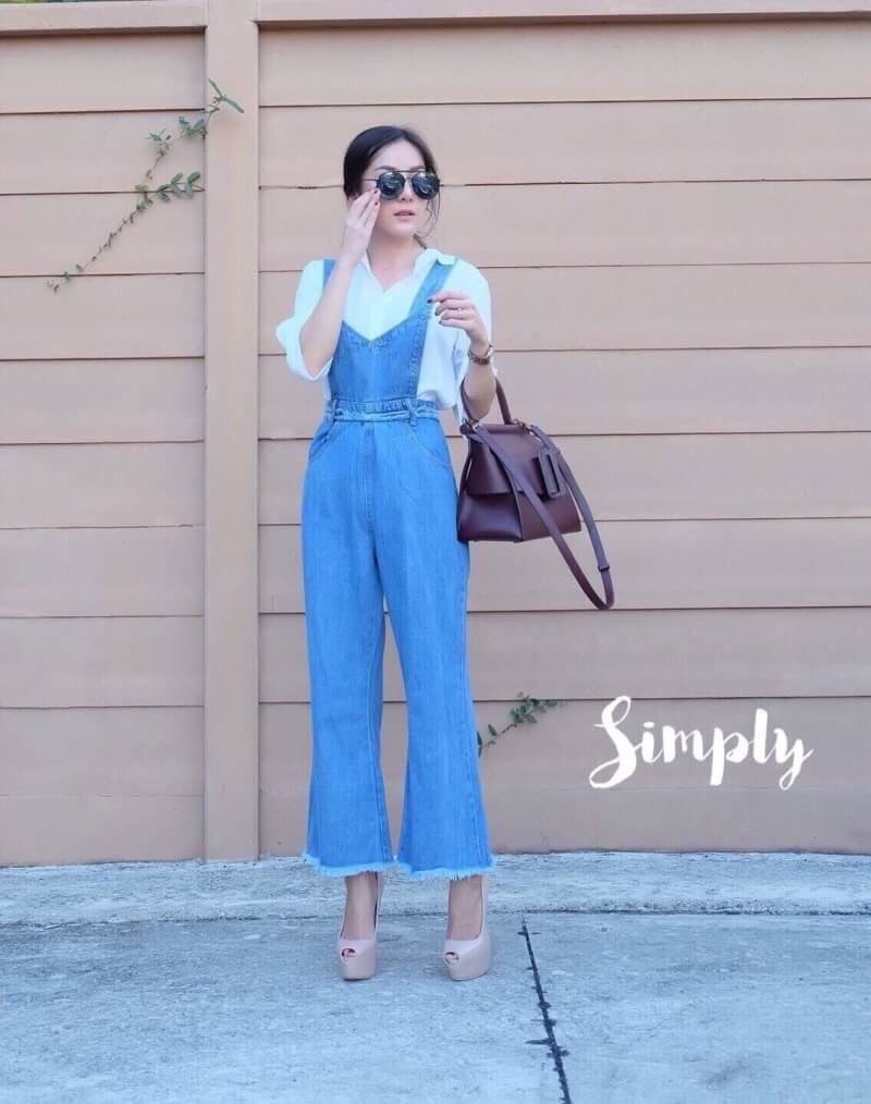 พร้อมส่ง เอี๊ยมยีนส์ Korea Style