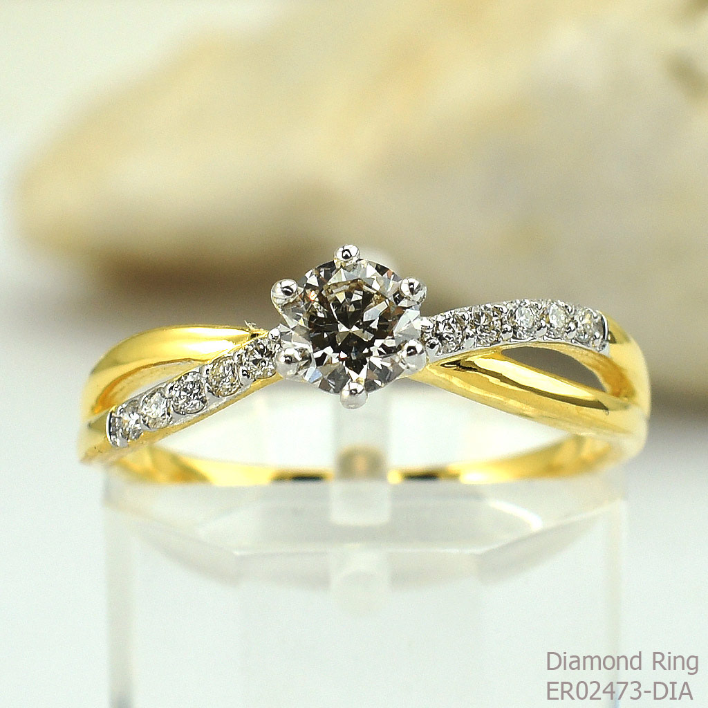 แหวนทองคำแท้ 75%(18K) ฝังเพชรแท้ ER02473-DIA-18K