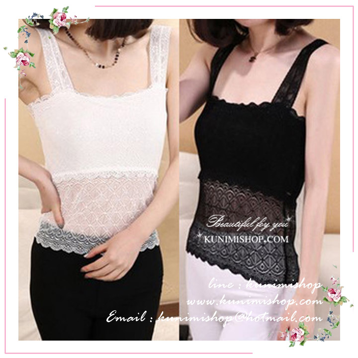 WG029 เสื้อซับในครึ่งตัว มี 2 สี ดำ ขาว มีซับใน ด้านตัดแต่งลายสวยงาม