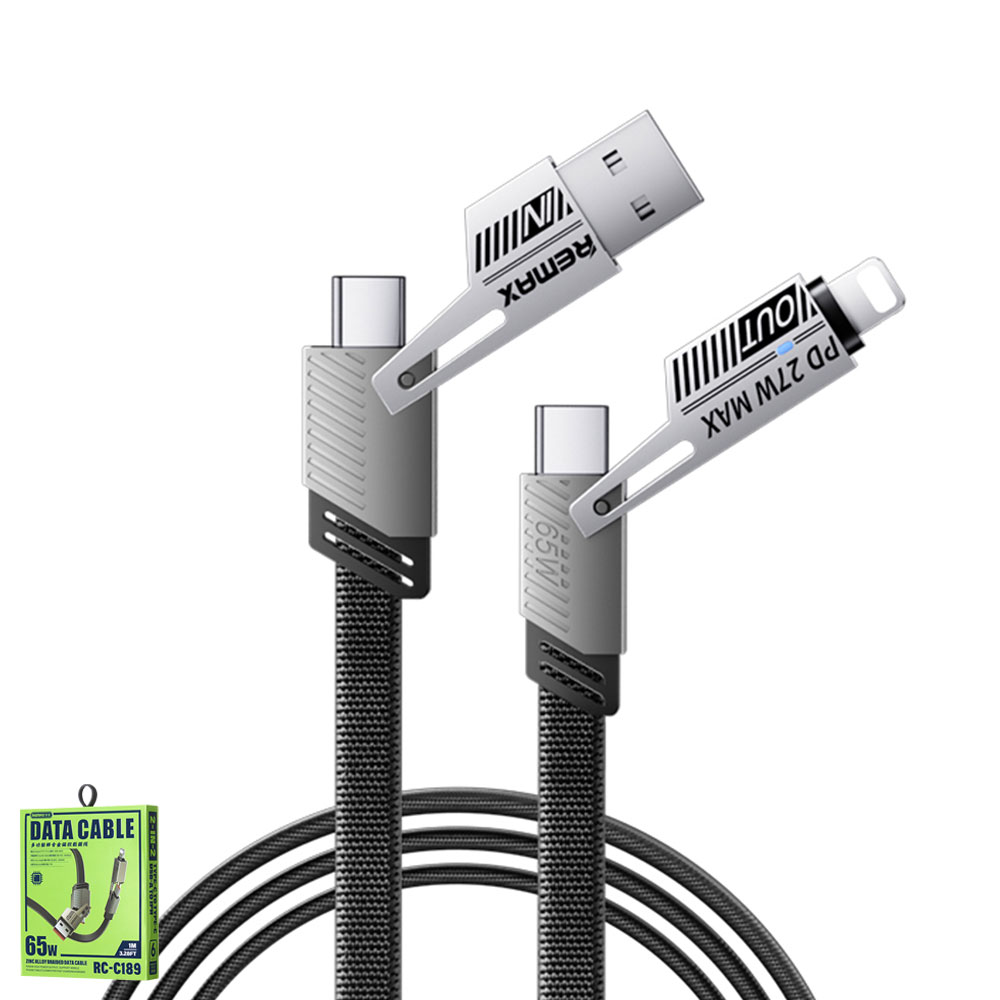 Remax Cable 2in2 RC-C189 สายชาร์จ 2 หัว USB / Type-C / L ชาร์จเร็ว 65W