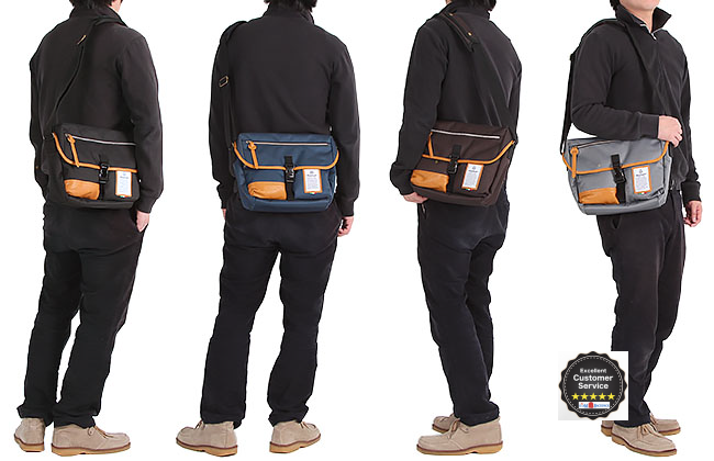 Bianchi - LBTC-03 : A4 Messenger Khaki (สีเขียว/ ขอบหนังสีน้ำตาล)