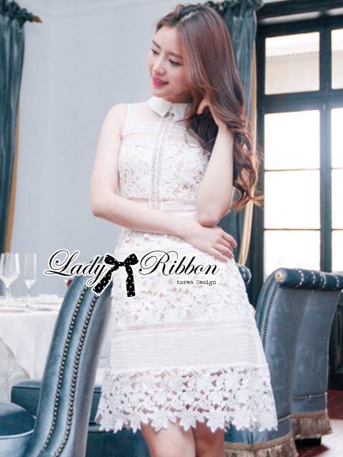 พร้อมส่ง shirt Dress เชิ้ตเดรสแขนกุดผ้าลูกไม้