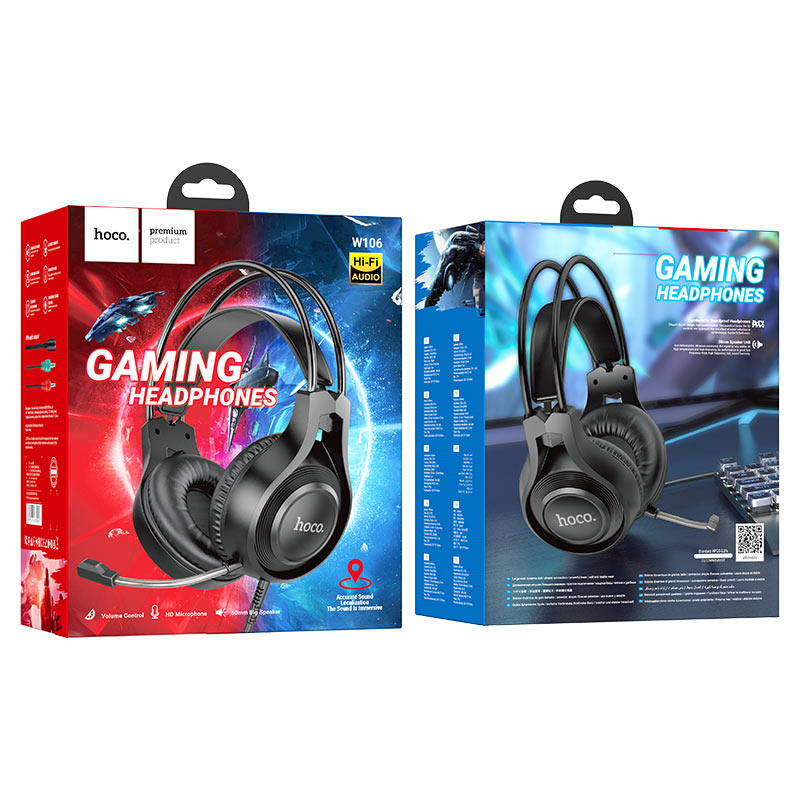 Hoco W106 Tiger Headphones gaming headset หูฟังเกมมิ่ง มีไมค์ ตัดเสียงรบกวน เสียงชัดเจน ใส่สบาย