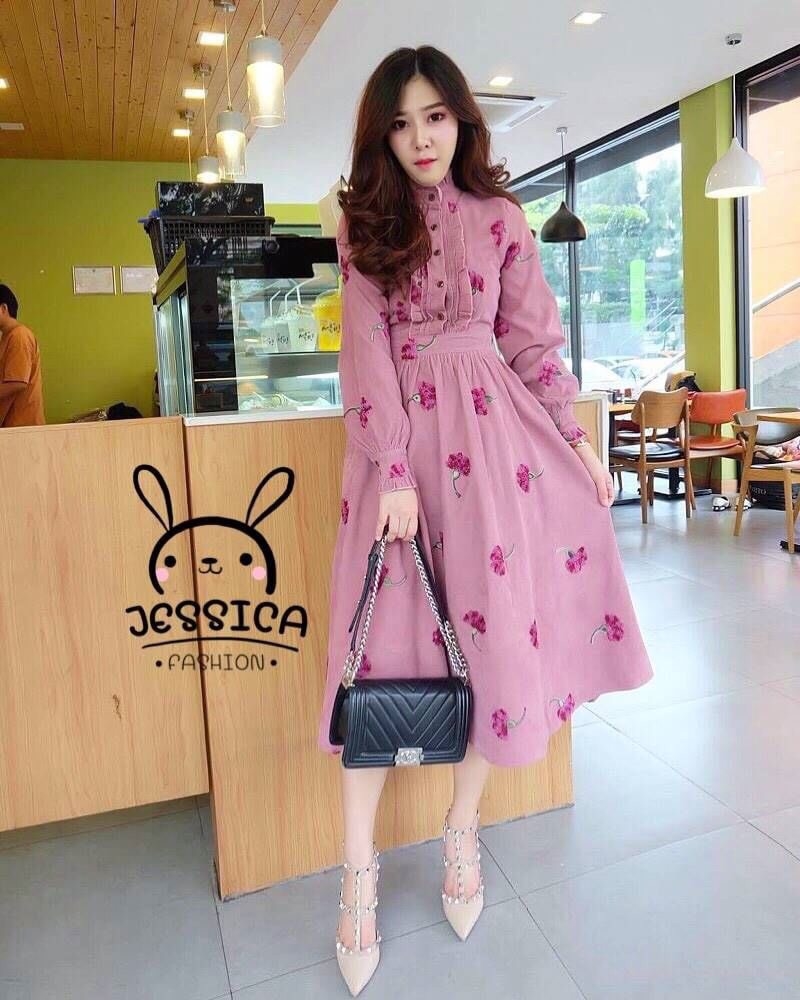 ชุดเดรสเกาหลี พร้อมส่ง Dress ผ้าลูกฟูก