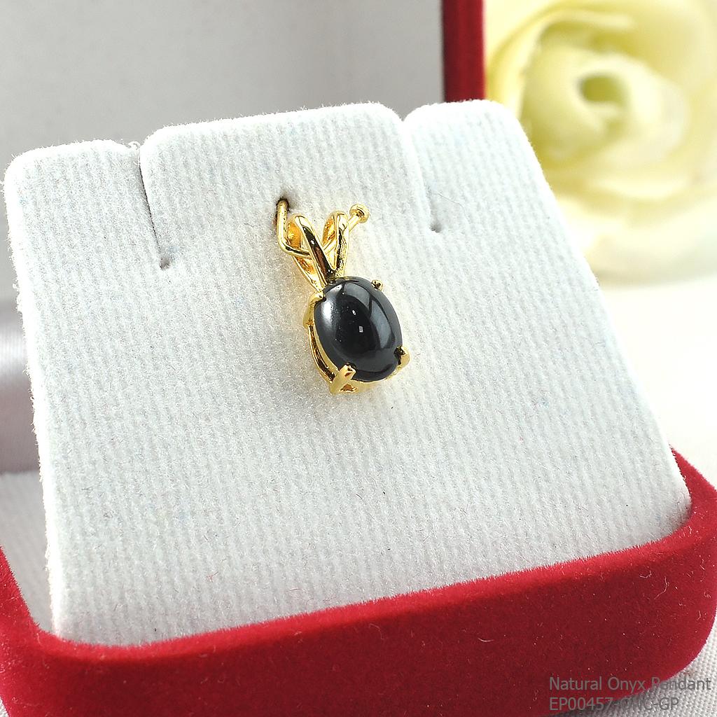 SKJewelryFactory EP00457-ONC-GP จี้เงินแท้92.5% จี้นิลแท้ ฃุบทองหนา 1 ไมครอน
