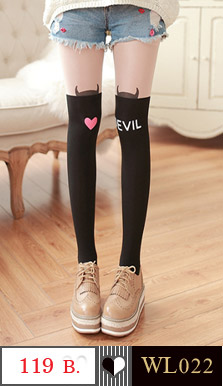 ถุงน่องแบบเต็มตัว สีทูโทน สีเนื้อ และสีดำ ลายปีศาจ สวยหวานน่ารัก ขนาด : FREE SIZE