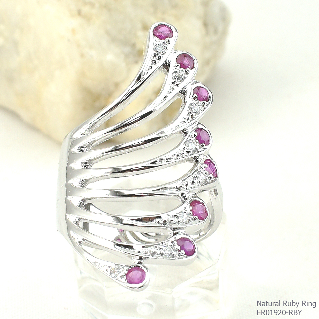 SKJewelryfactory แหวนปีกนก พลอยทับทิมแท้ ดีไซน์เก๋ๆ ER01920-RBY