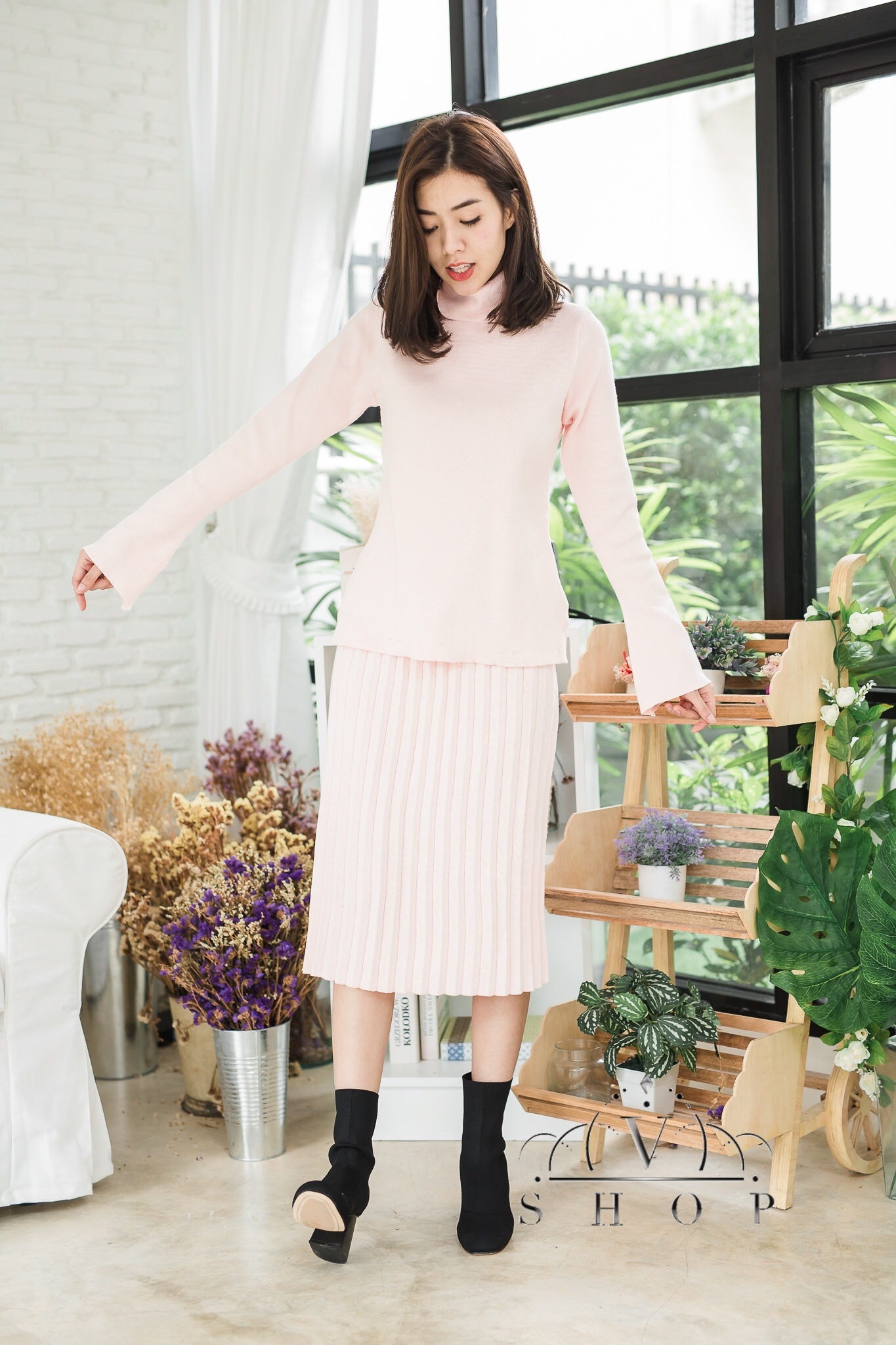 เสื้อผ้าเกาหลี พร้อมส่ง setไหมพรมคอเต๋า