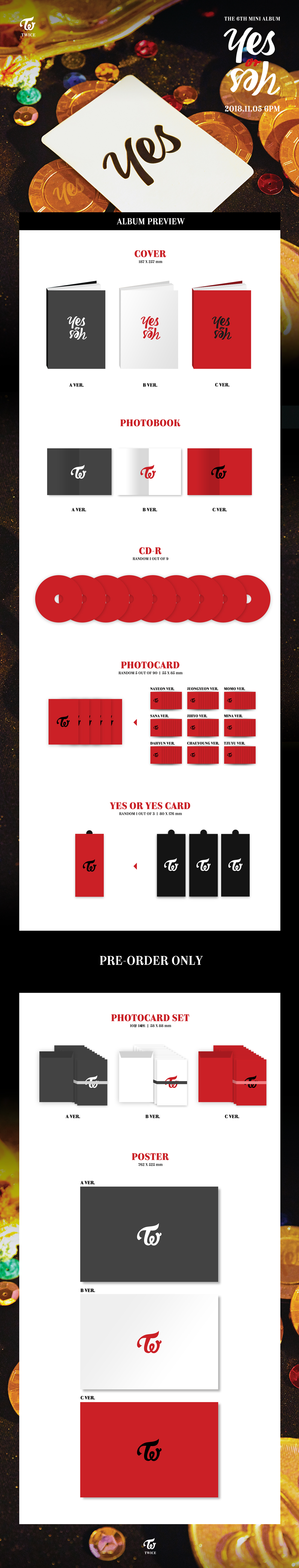 [Pre] TWICE : 6th Mini Album - YES or YES (Random Ver.) +Poster