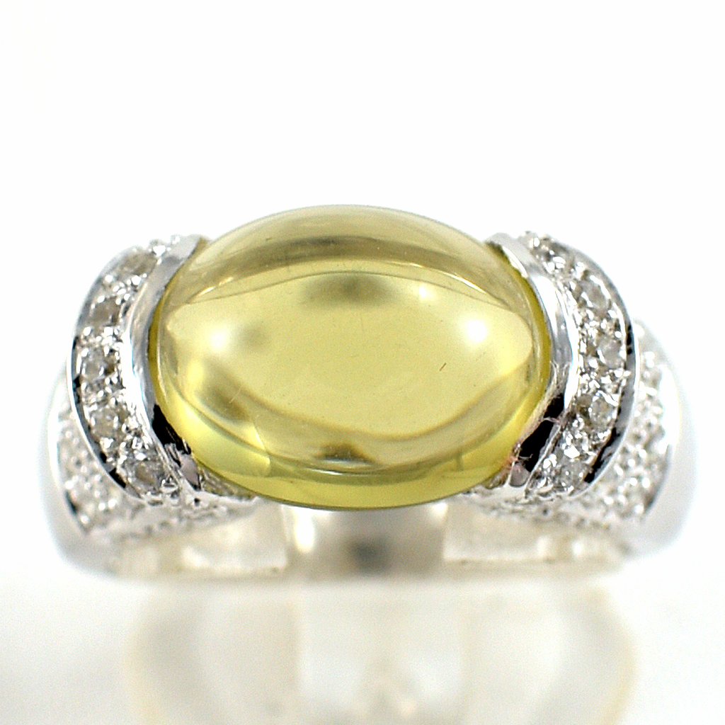 SKJewelryFactory แหวนพลอยเลมอนควอทซ์แท้ สีเหลืองมะนาว สีสวย พลอยเนื้อใสสะอาด ER00864-LMQ