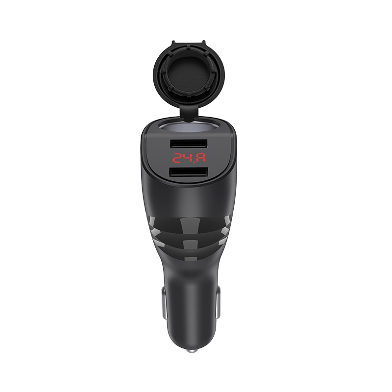Hoco Z34 ชาร์จรถ 2 Port 3.1A มีหน้าจอ LED และช่องเสียบกล้องติดรถ ของแท้ 100%