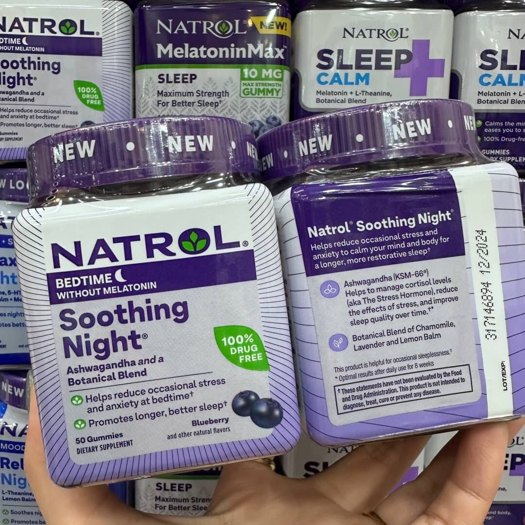 วิตามินคลายเครียด ลดความกังวล โสมอินเดีย Natrol Gummies Berry Bedtime 🌙 without melatonin (100% Drug-Free)