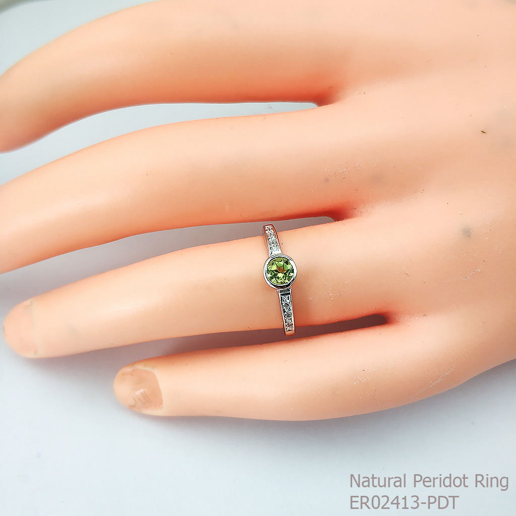 SKJewelryfactory แหวนเพอริดอทแท้ พลอยสวยใส ประกายดีเยี่ยม ใส่แล้วน่ารัก ER02413-PDT
