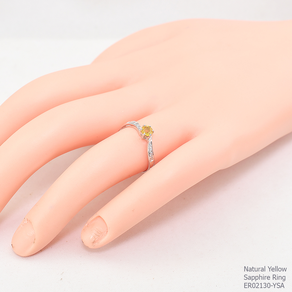 SKJewelryfactory แหวนเงินแท้ ฝังพลอยบุษราคัมแท้ ดีไซด์น่ารัก ER02130-YSA