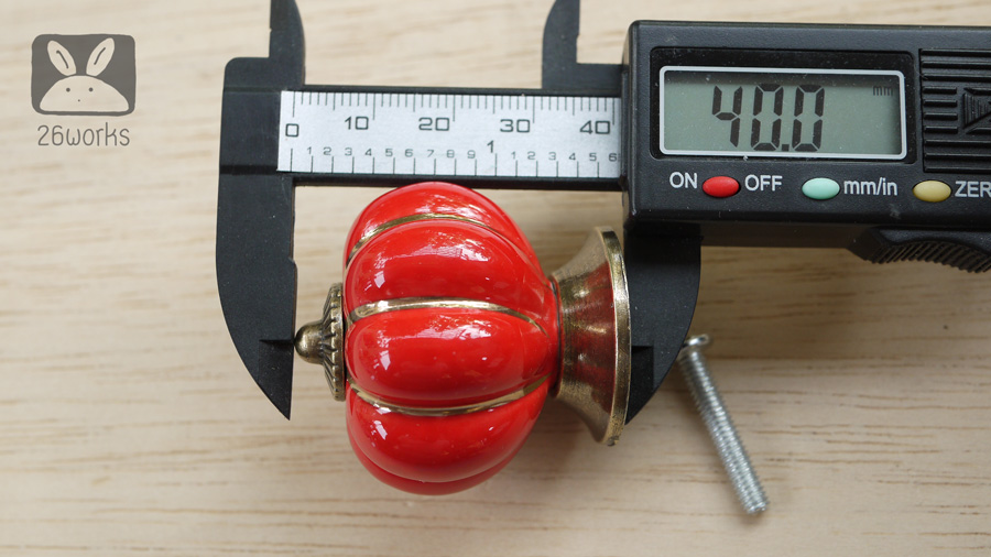 มือจับเซรามิกฟักทอง สีแดง 40 mm