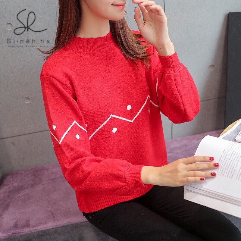 เสื้อเกาหลี พร้อมส่ง เสื้อแขนยาวไหมพรม