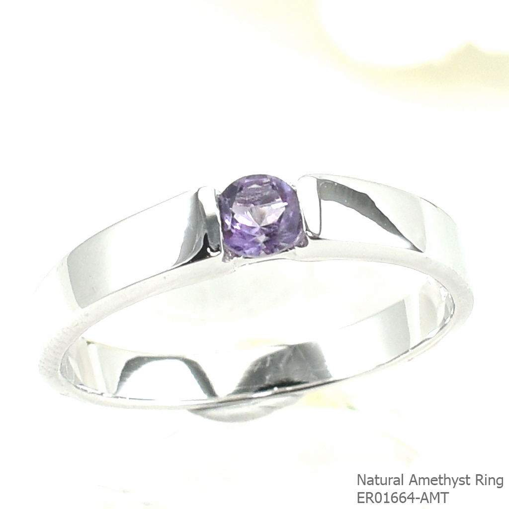 SKJewelryfactory แหวนเงินแท้ 92.5% ฝังพลอยแอมิทิสต์แท้ สไตล์น่ารัก ER01664-AMT
