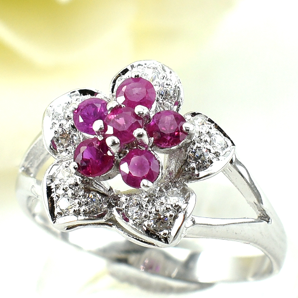 SKJewelryfactory แหวนดอกไม้ พลอยทับทิมแท้ ER00616-RBY