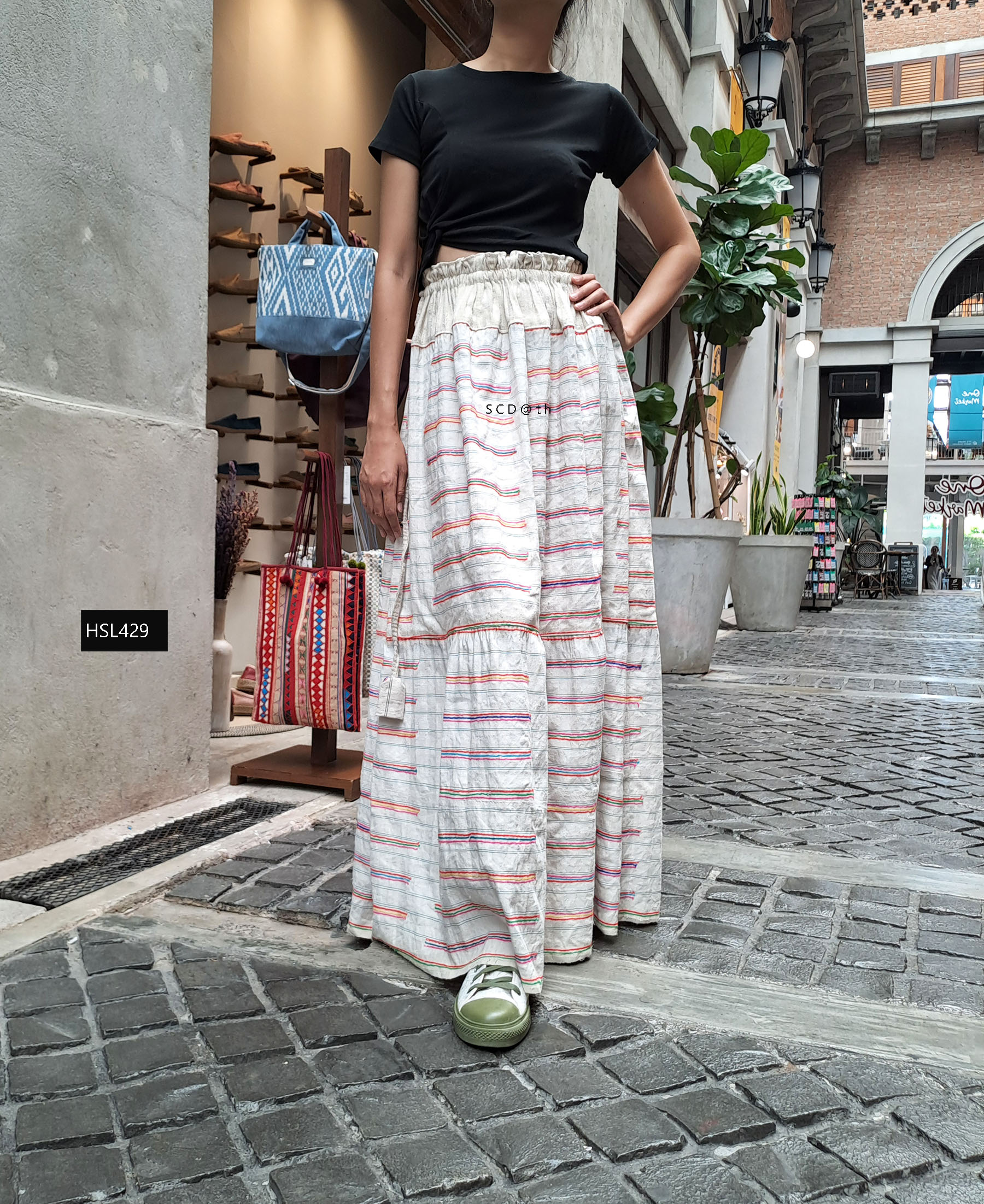 กระโปรงยาวพร้อมใส่ กัญชงทอมือ ม้งจีน HSL429 / Hmong Skirt HSL429