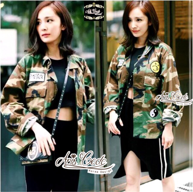 พร้อมส่ง แจ็คเก็ต ลายพราง ลุคส์สาวสมาทเทห์