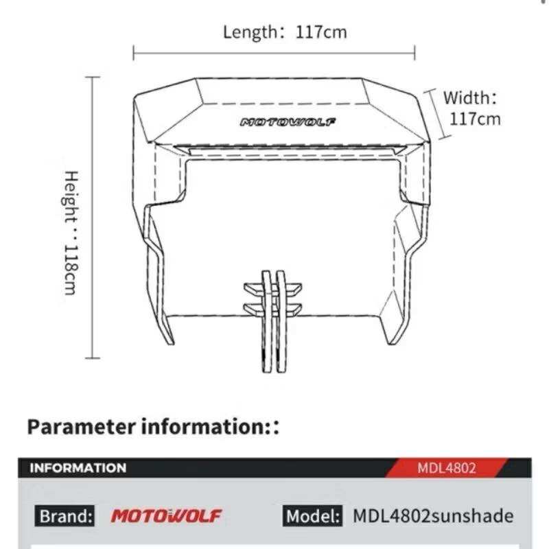MOTOWOLF MDL4802 Sunshade พาร์ตเสริมที่บังแดดสำหรับที่จับโทรศัพท์มือถือมอเตอร์ไซด์ รุ่น MDL2827D