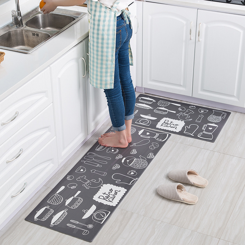 พรมหนัง PVC ปูพื้นห้องครัว กันลื่น กันน้ำ ต่อเข้ามุม สวยงาม ลาย Gourmet Kitchen
