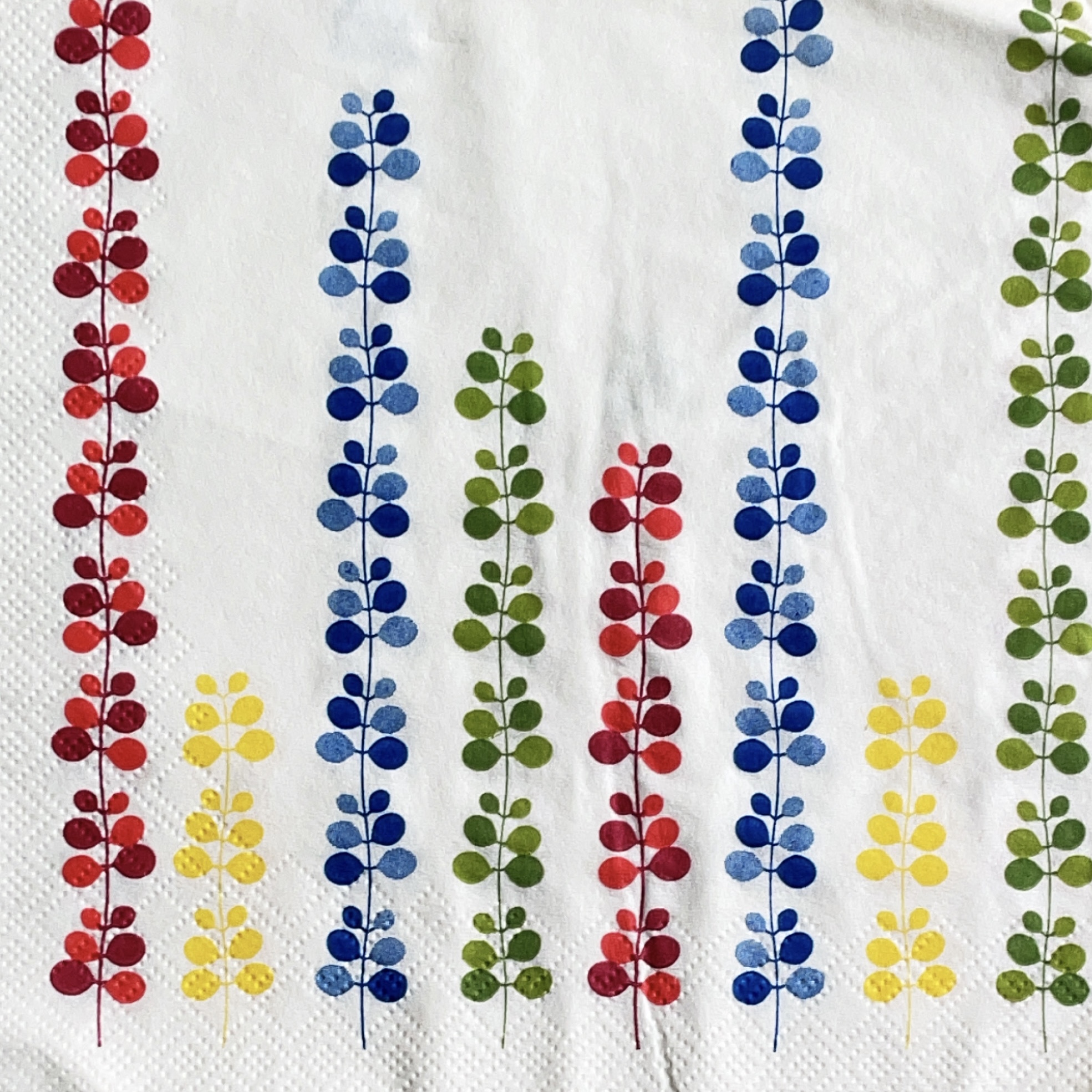 แนวภาพดอกไม้ เถาไม้ แนวตั้ง หลายสี เป็นภาพครึ่งแผ่น กระดาษแนพกิ้นสำหรับทำงาน เดคูพาจ Decoupage Paper Napkins ขนาด 33X33cm