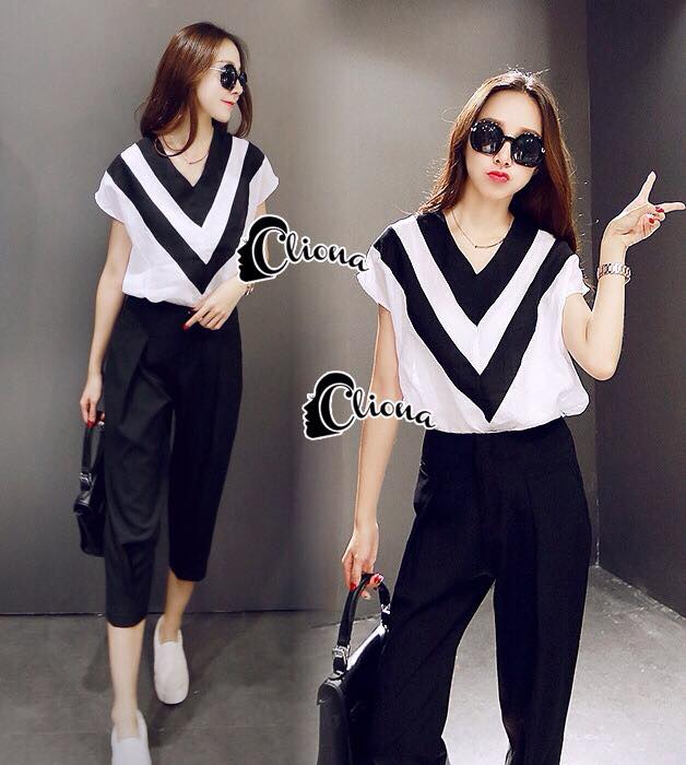 พร้อมส่ง เสื้อตัวโคร่ง ทรง ขนล้ำ แต่งด้านหน้าเสื้อเป็นตัววี