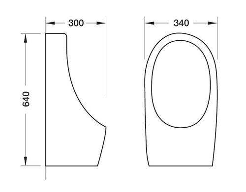 โถปัสสาวะชายแบบแขวนผนัง HAFELE WALLHUNG URINAL 335X650X305MM
