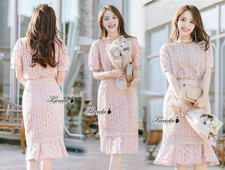 เสื้อผ้าเกาหลี พร้อมส่ง เสื้อแขนตุ๊กตา กับ กระโปรงทรงสอบ