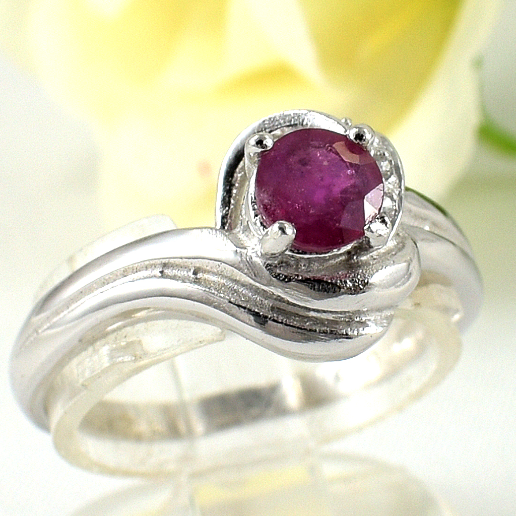SKJewelryfactory แหวนเงินแท้ ฝังพลอยทับทิมแท้ ดีไซด์สวยไม่เหมือนใคร ER00806-RBY