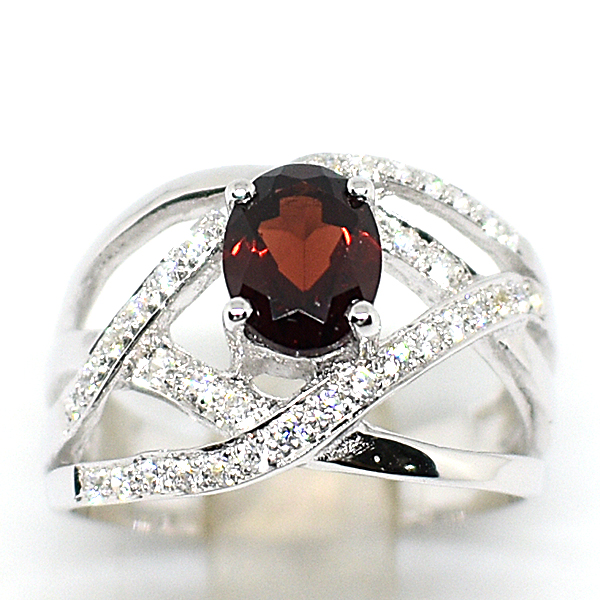 SKJewelryFactory แหวนโกเมนแท้ ดีไซน์ตัวเรือนพันรอบนิ้ว แหวนทรงนี้ใส่นิ้วกลางสวย ER00879-GAN