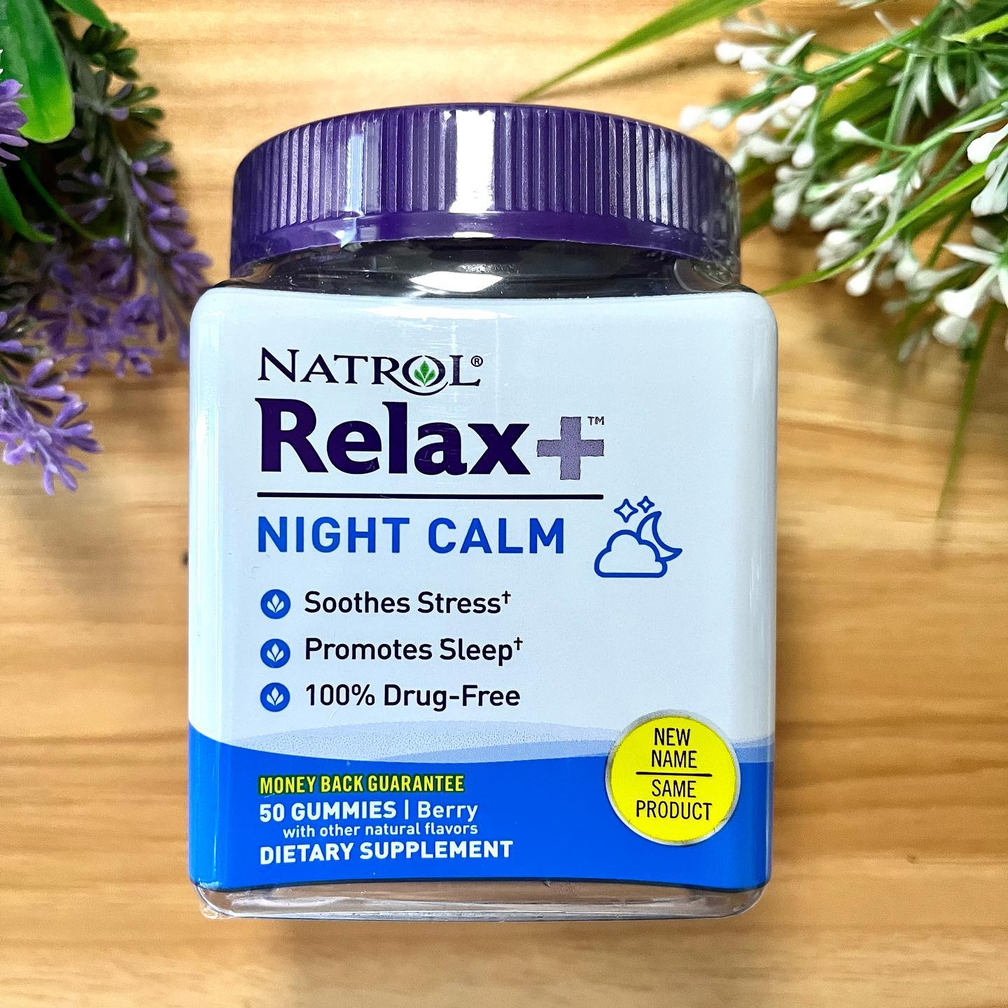 วิตามินคลายเครียด หลับสนิทNatrol Relaxia Night Calm 50 เม็ด กัมมี่รสเบอร์รี่ เคี้ยวๆ อร่อย